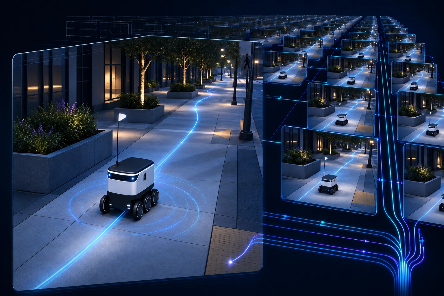 Scaling sidewalk delivery simulation